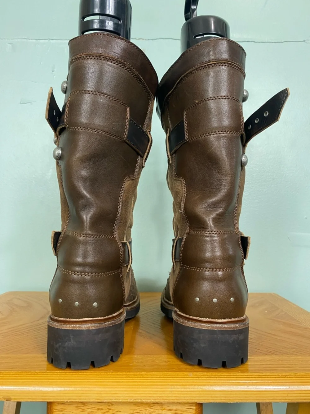 Free People We The Free Charlie Shearling Boots Brown Leather Buckle‎ Size 9